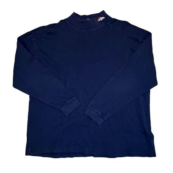 Denver Broncos Reebok Turtleneck T-Shirt Size XL Mini Logo Navy Long Sleeve y2k - Picture 1 of 6